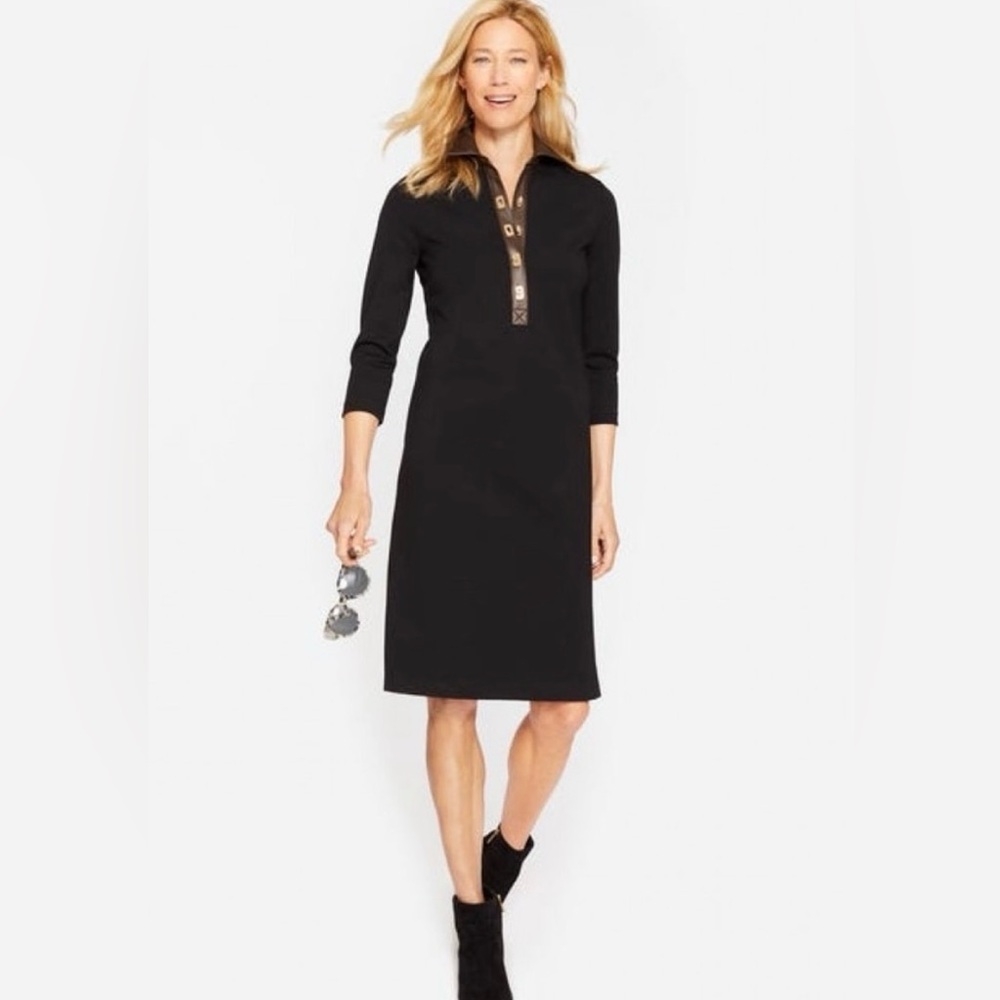 J. McLaughlin Black Midi Polo Dress